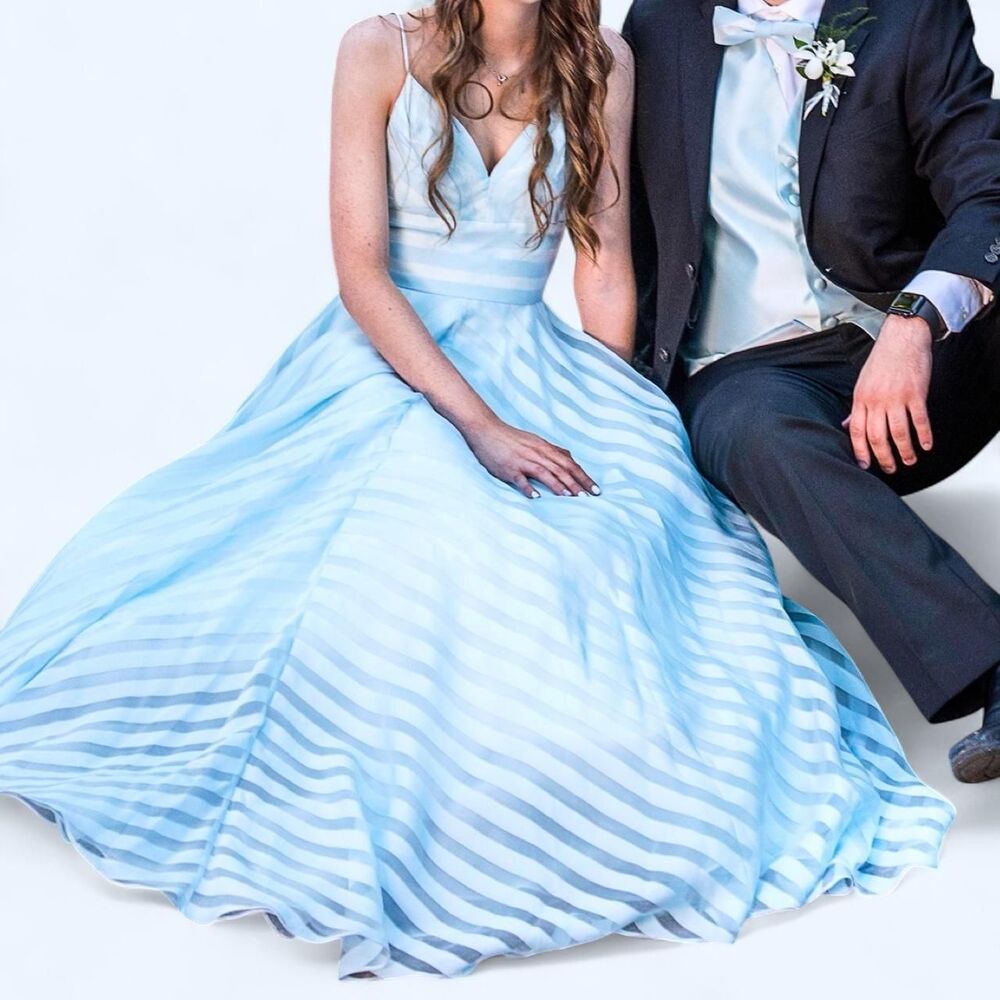 Sherri-hill Women's Blue and White Dress